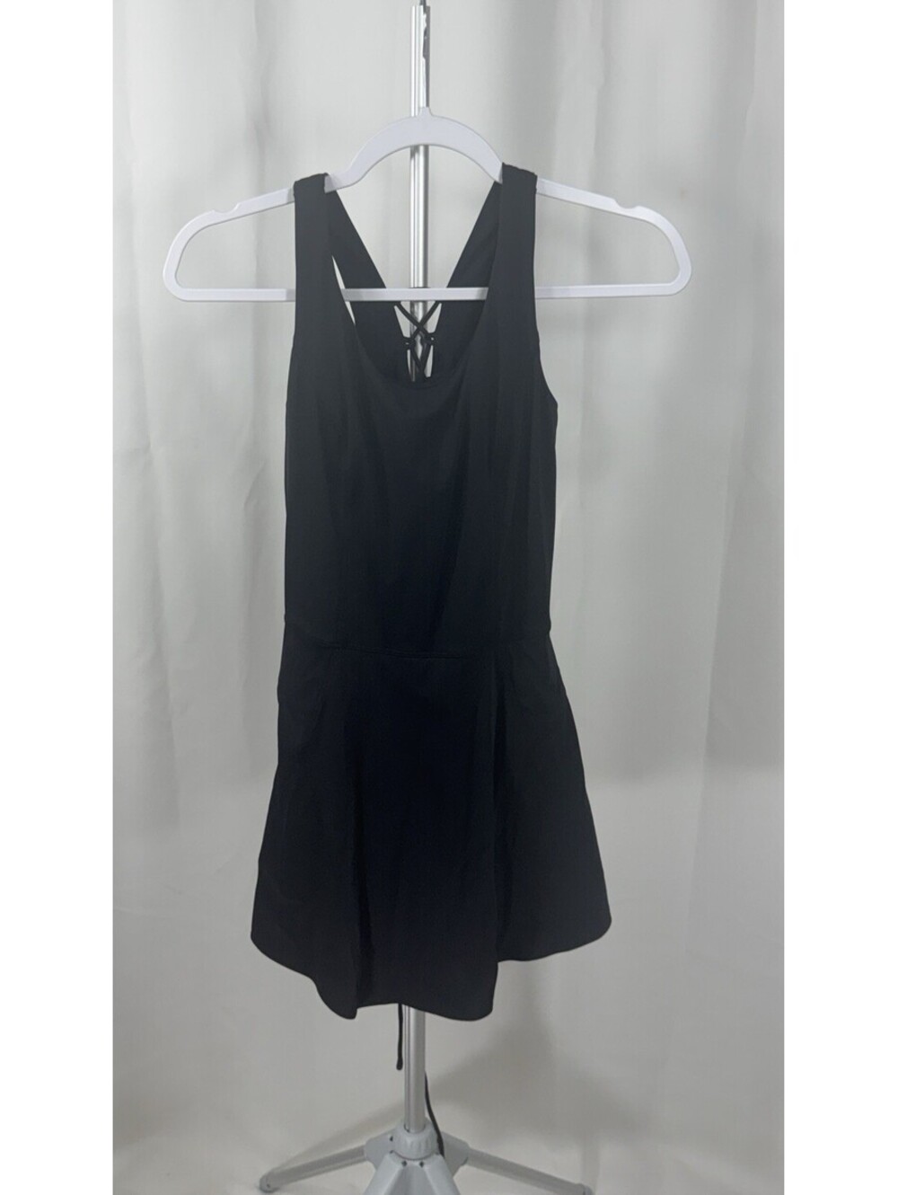 Lab AV Black Athletic Tennis Dress XS Built In Shorts Lace Up Back Golf Active
